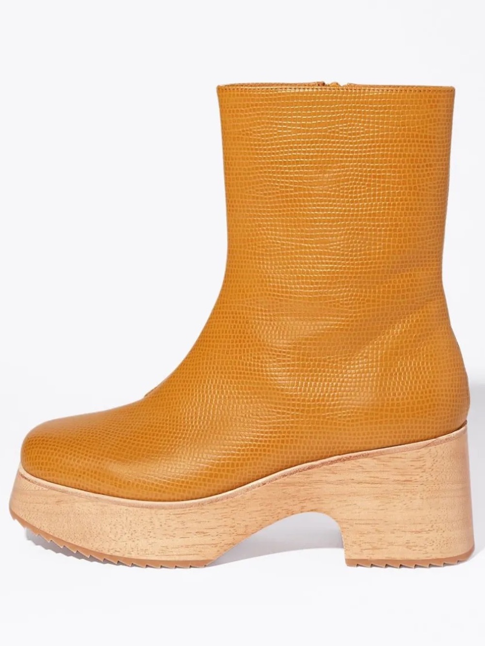 Charlotte Stone Isla Platform Wooden Clog Boots in Caramel 8